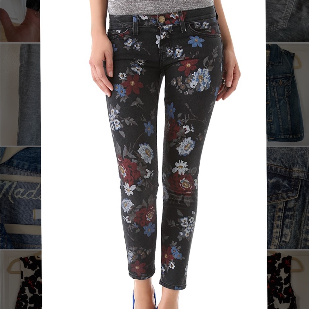 Current/Elliott floral stiletto skinny jeans!
